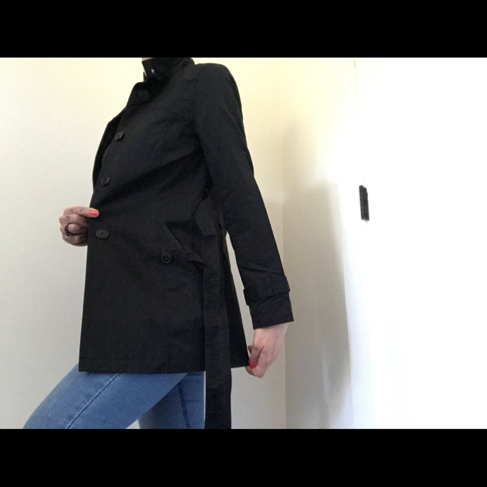 Old Navy Black Short Trench Coat - Picture 8 of 13